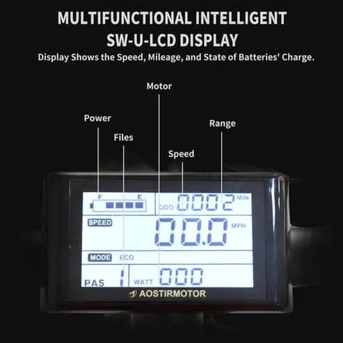 AOSTIRMOTOR S18 All Terrain Mountain E-Bike- Backlit LCD Display-Street Rides