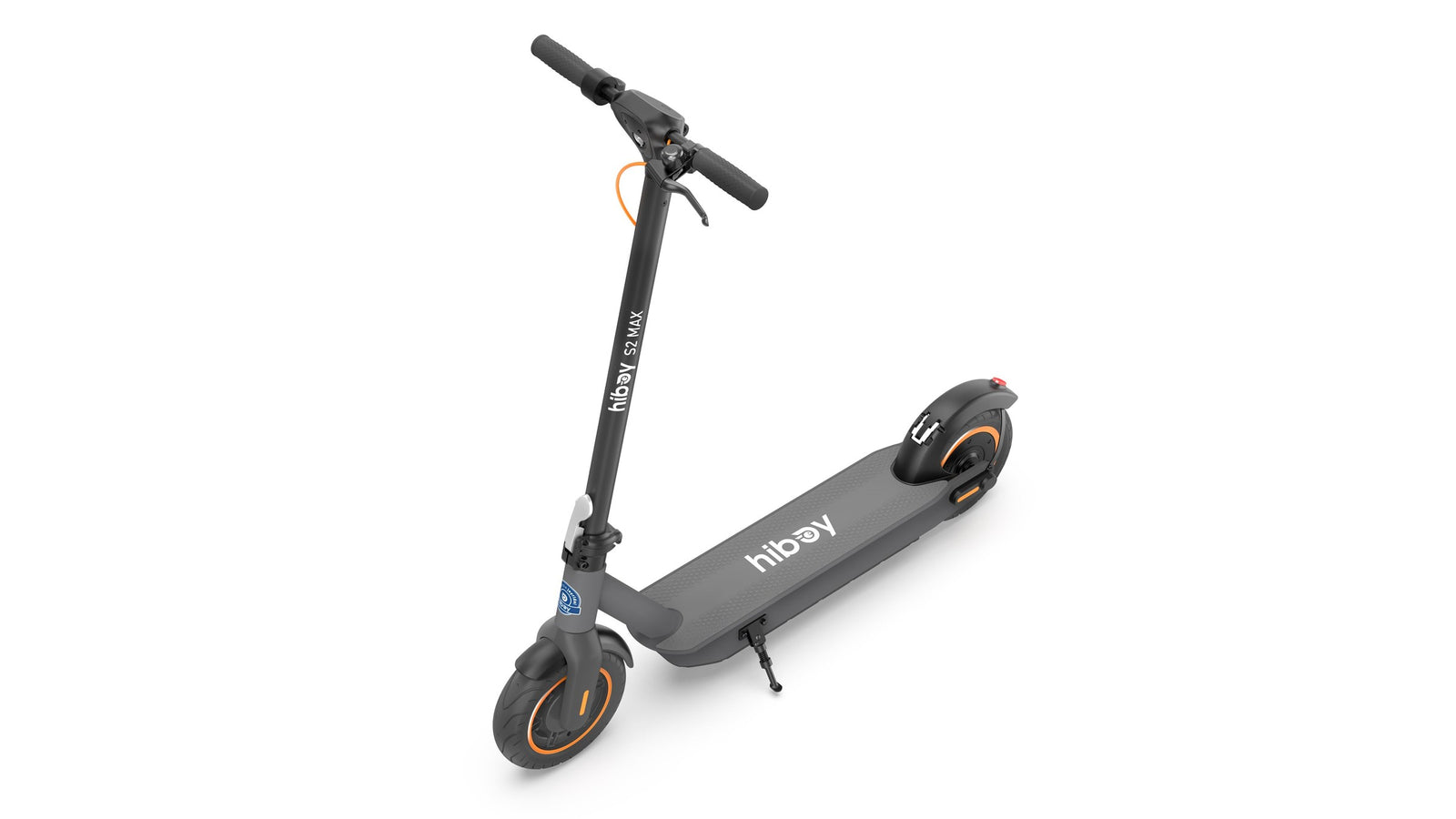 Hiboy S2 Max electric scooter for adults with orange rim accents on a white background