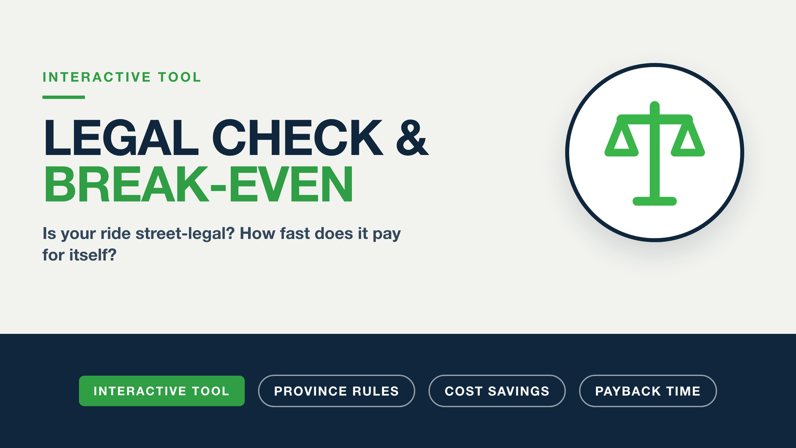 Street Rides interactive tool cover: E-scooter Legal Check and Break-Even Calculator