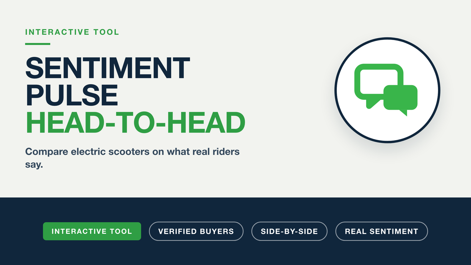 Street Rides interactive tool cover: Sentiment Pulse head-to-head electric scooter comparison