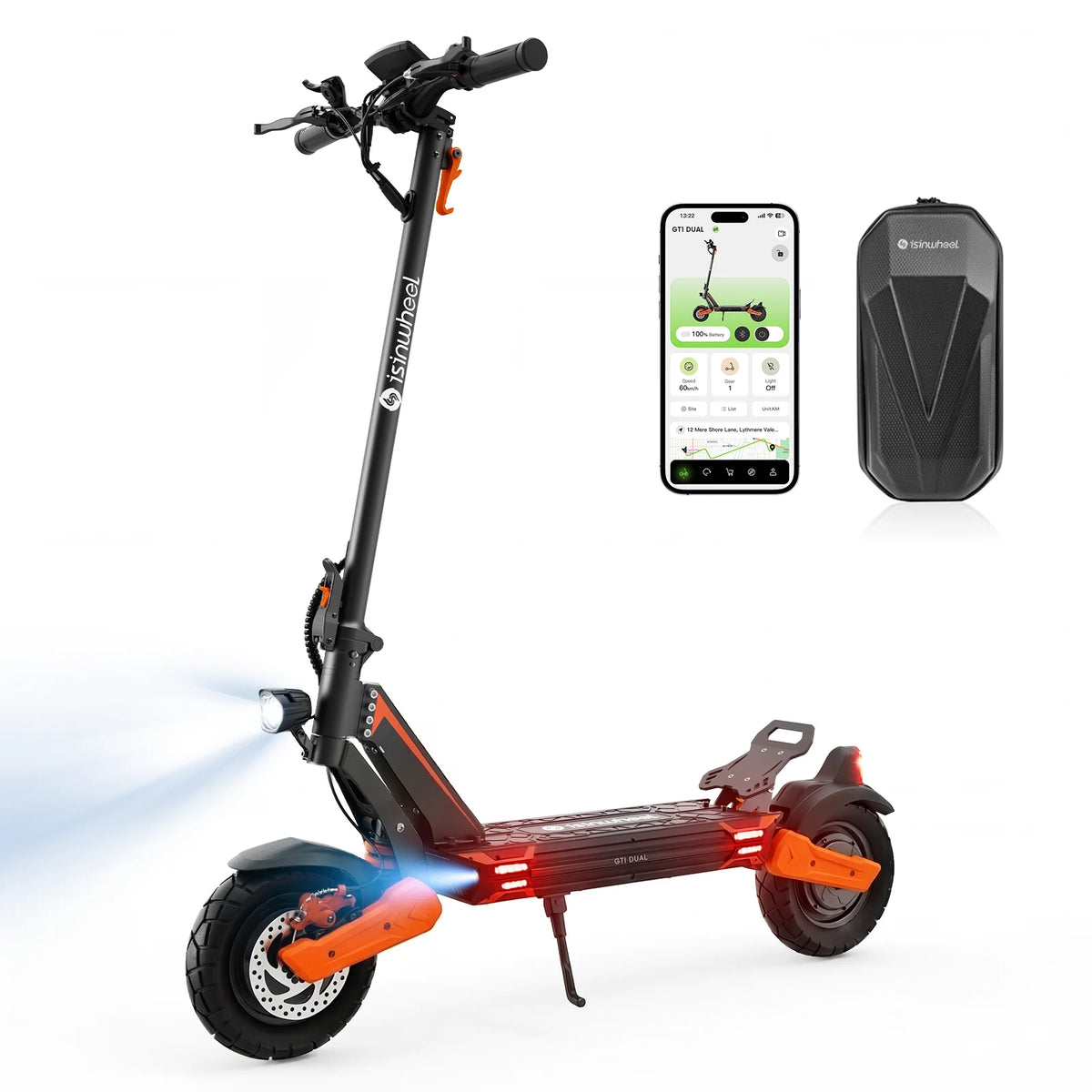 Trottinette électrique tout-terrain Isinwheel GT1 800 W, vitesse maximale 45 km/h, autonomie 45 km