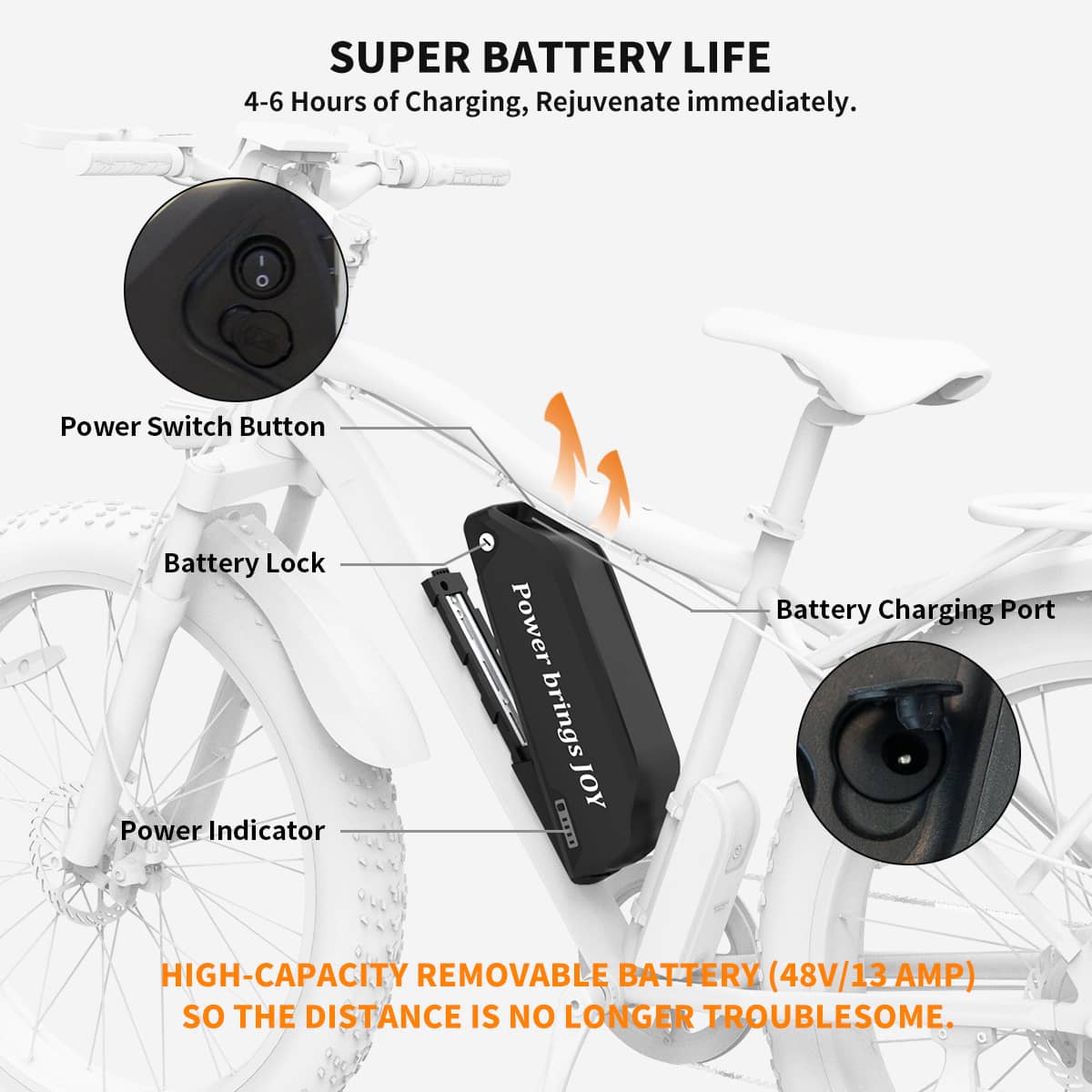 AOSTIRMOTOR 750W Electric Mountain Bike S07- B-48V 13AH Removable Lithium Battery - Street Rides