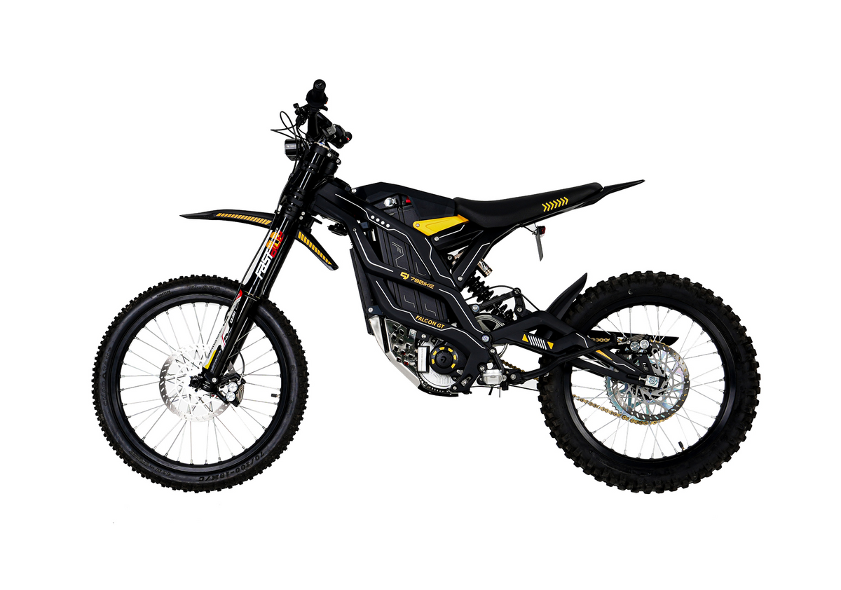 79BIKE Falcon GT electric dirt bike in Black, front angle