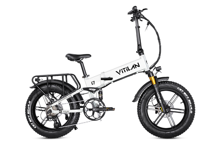 VITILAN I7 Pro 3.0 white folding electric bike, side view