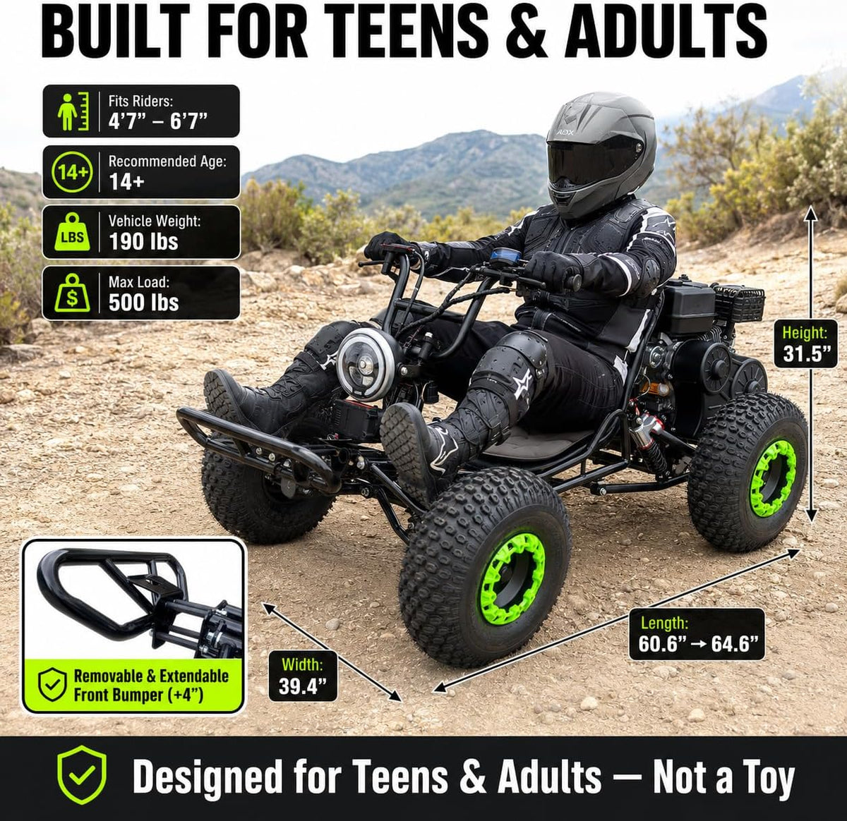 Zyliathor 212cc gas go-kart Canada side profile