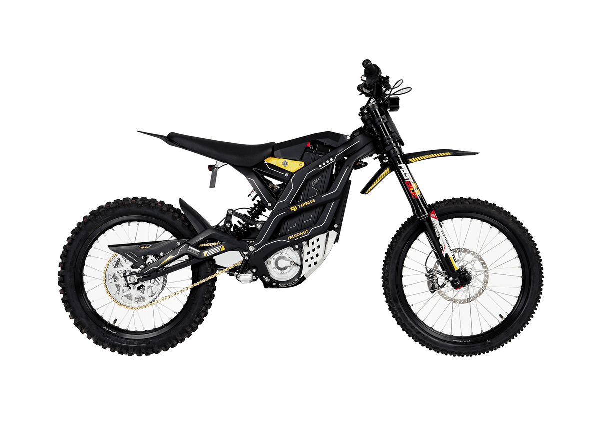 79BIKE Falcon GT electric dirt bike in Black, side profile