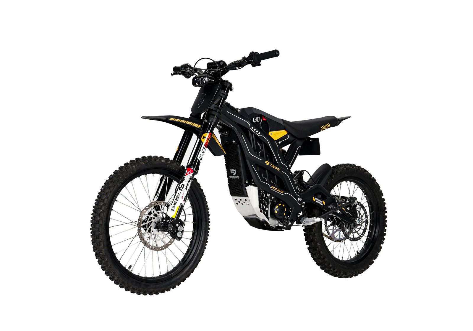 79BIKE Falcon GT electric dirt bike in Black, rear angle