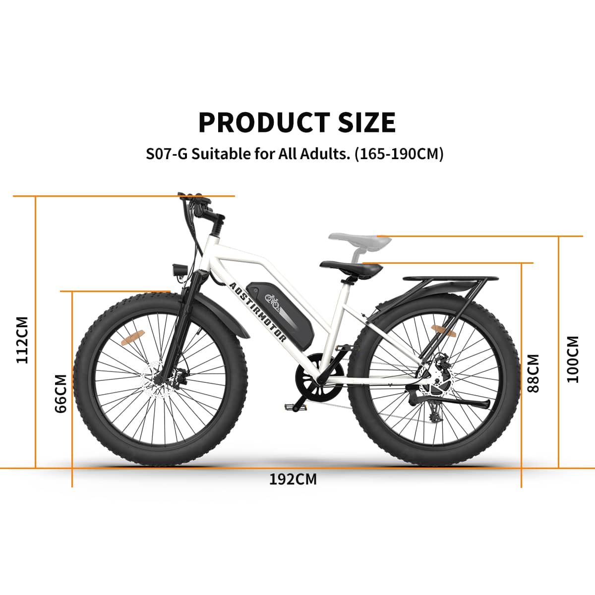 Aostirmotor Step-Through Electric Bike, S07-G, 750W-Bike Size - Street Rides