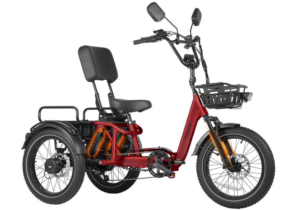 Tiniover River electric trike in red, Standard configuration