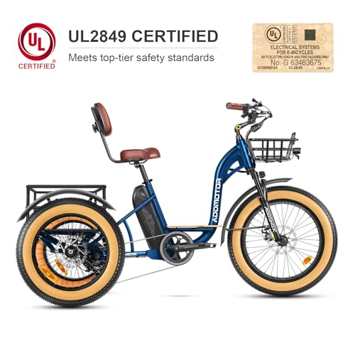 ADDMOTOR Grandtan II 750W Electric Tricycle for Adults – 48V 20AH, 85 Mile Range, Fat Tire 3-Wheel E-Trike for Seniors