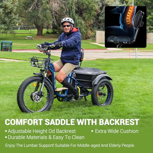 ADDMOTOR Grandtan II 750W Electric Tricycle for Adults – 48V 20AH, 85 Mile Range, Fat Tire 3-Wheel E-Trike for Seniors