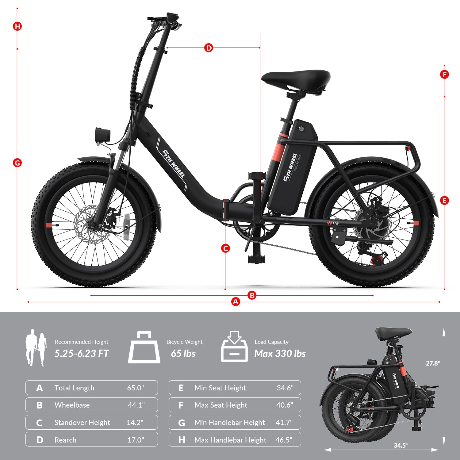 5TH WHEEL PB11 Folding Fat-Tire Electric Bike - image 2