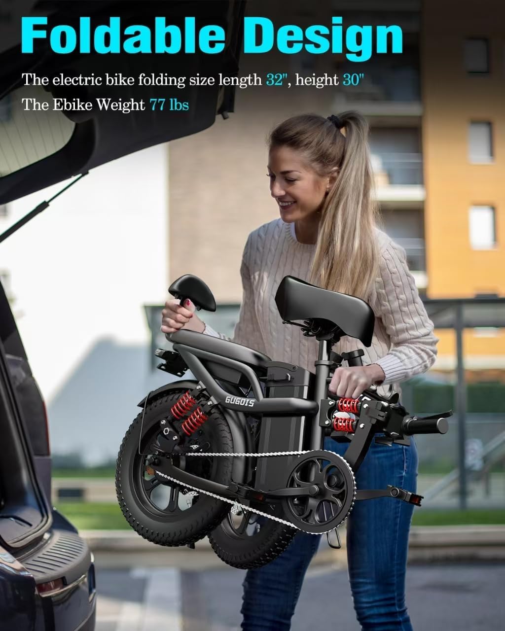 Bicicleta eléctrica plegable Rakowe G16 – Motor de 750 W, 45 km/h, autonomía de 96 km – Canadá