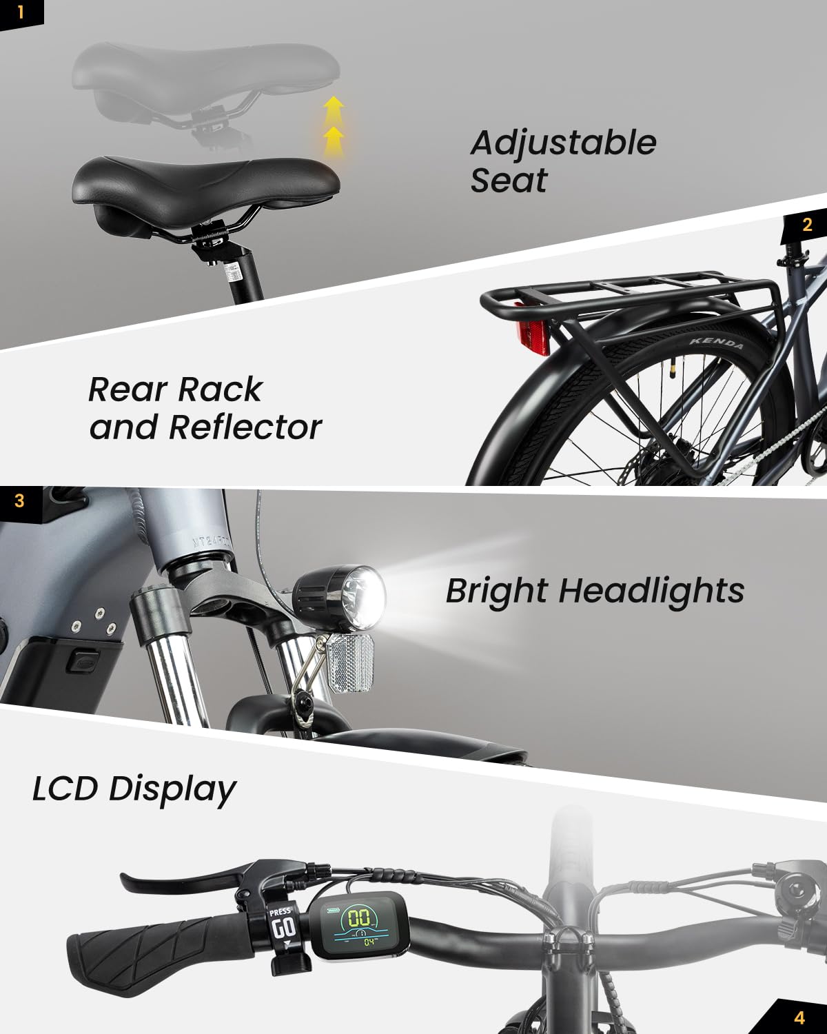 VEEFA Electric Bike for Adults 27.5” Ebike 32-38kmh Peak 1000W Motor E-Bike 128 KM Max Range by 48V Built-in Removable Battery, 5 Pedal-Assist Levels, UL 2849 Certified E Bike for Commuting