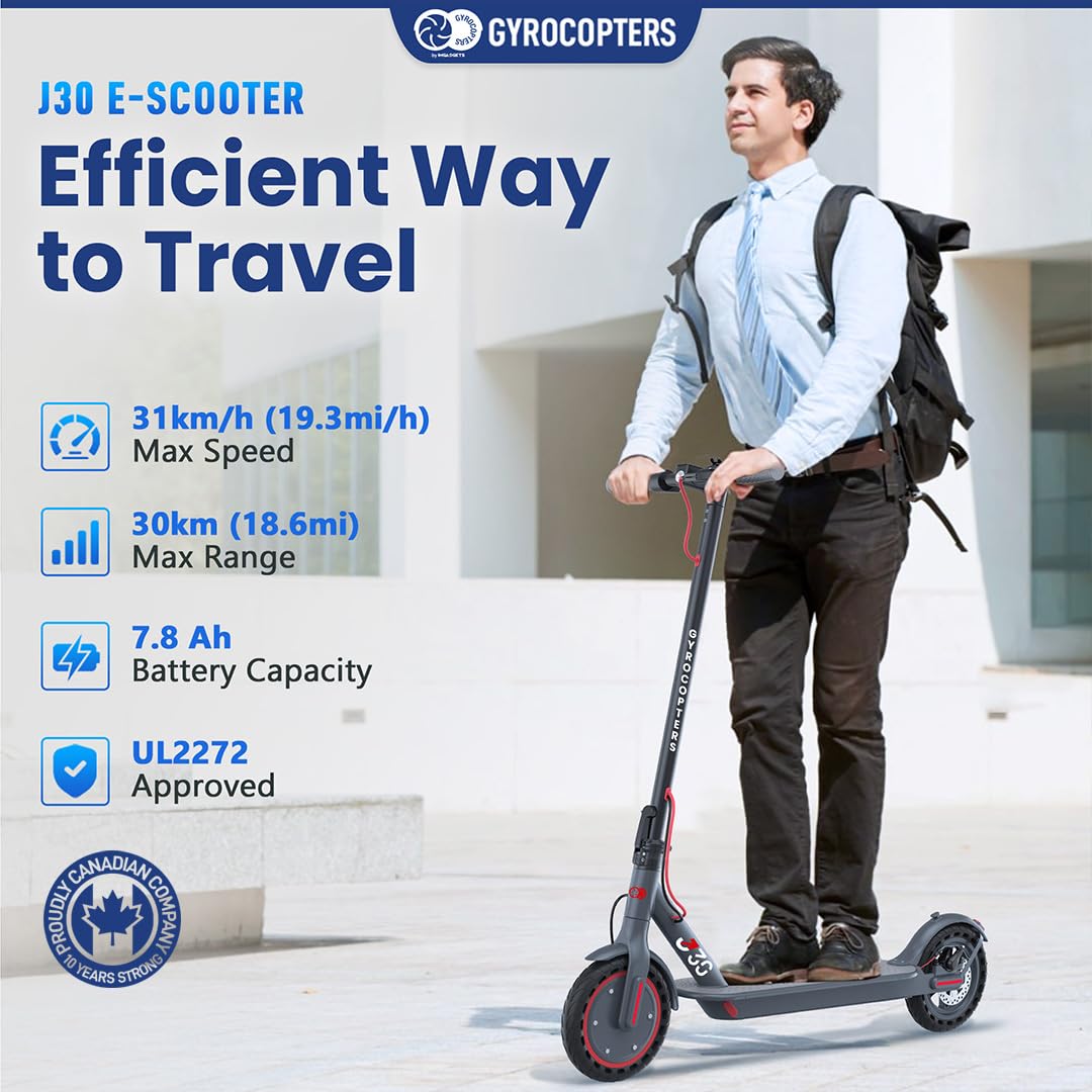Gyrocopters J30 Electric Scooter – Foldable Commuter Ride Canada