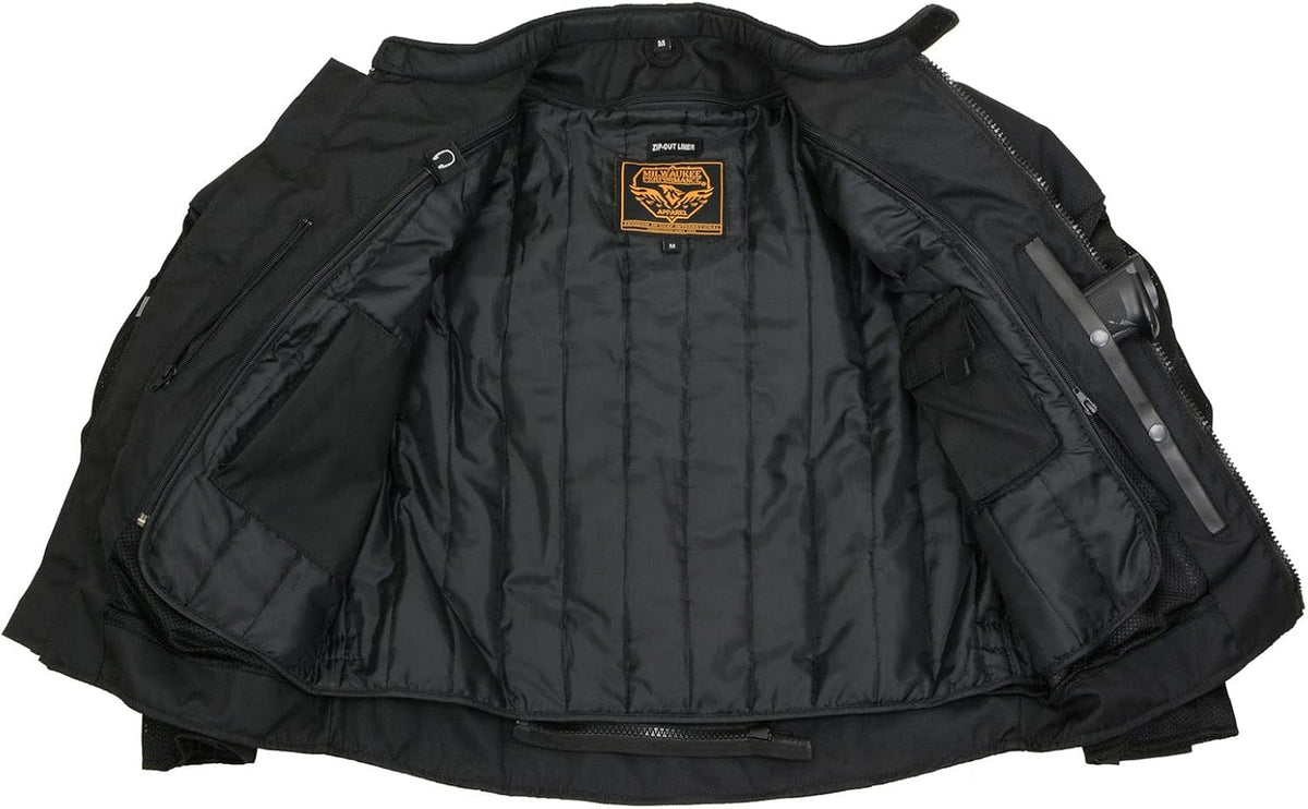 Milwaukee Leather MPM1792 Men’s Black CE Armored Textile Motorcycle Jacket (All-Season Riding Jacket)