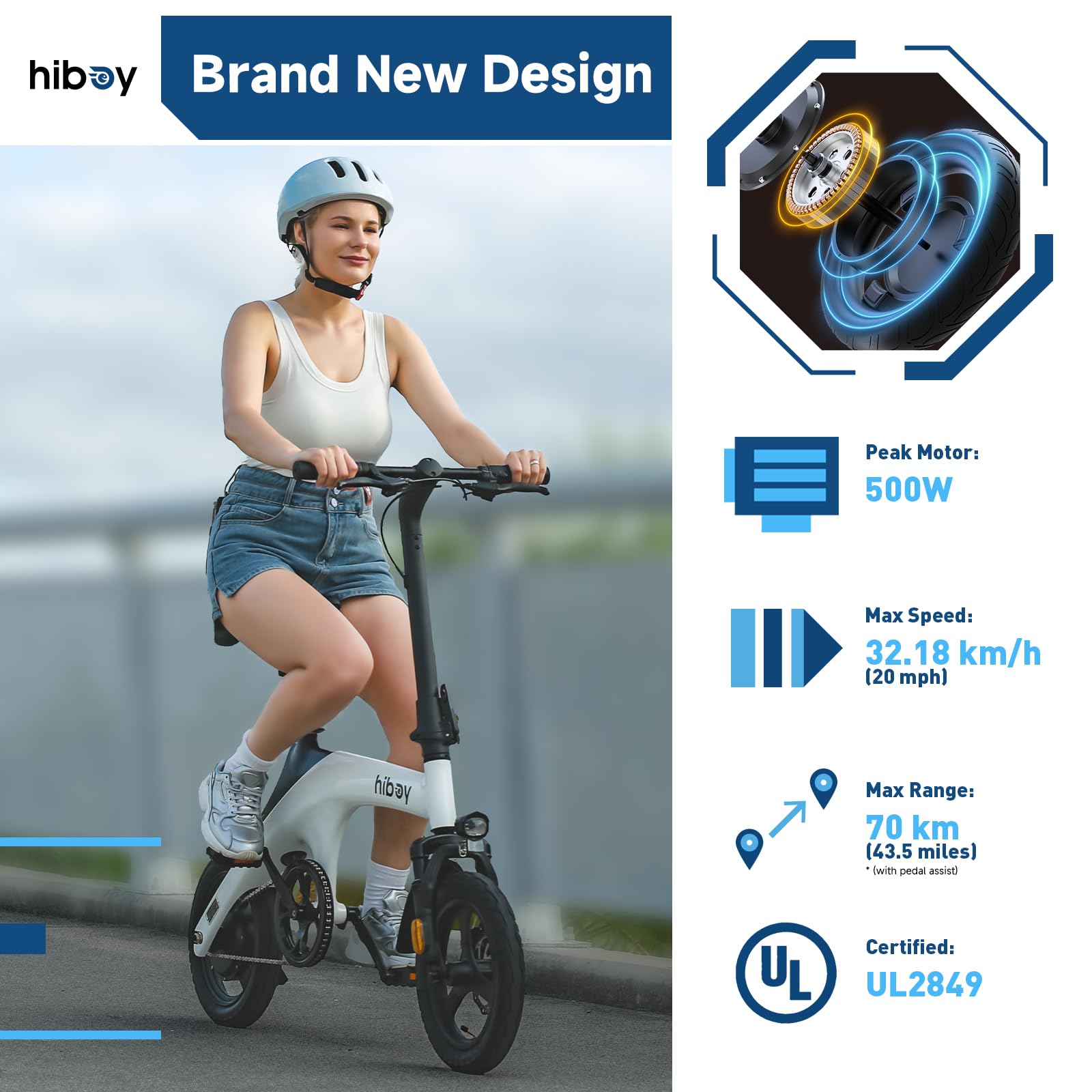 Hiboy C1 Folding Electric Bike 500W – 32km/h, 70km Range