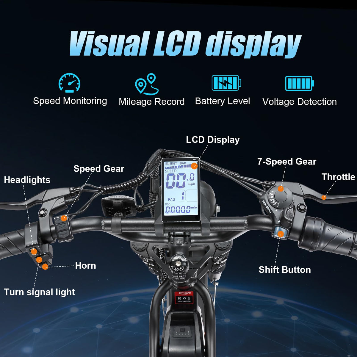 PikSpiid M7 Electric Bike 1000W Fat Tire Canada