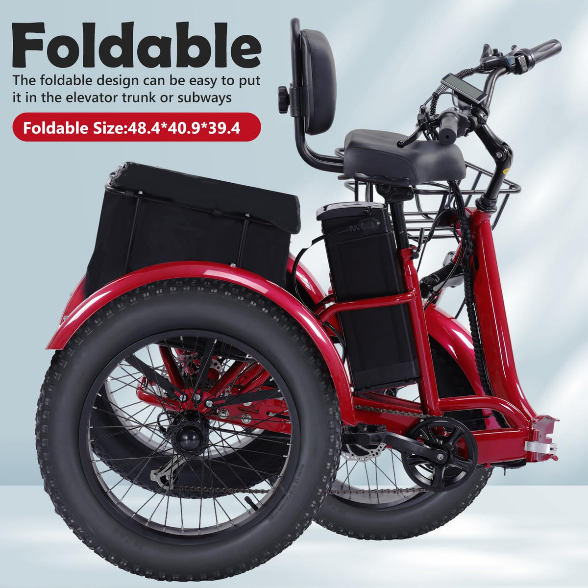 Kakigo Folding Electric Trike 48V 15Ah Fat Tire Canada