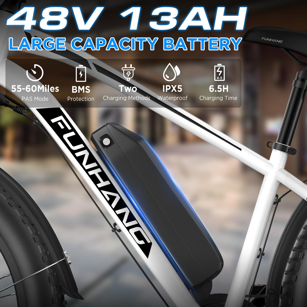 Funhang EB-S1 Electric Fat Tire Bike – 1000W Motor, 60 Mile Range, All-Terrain, Built for Canadian Winters