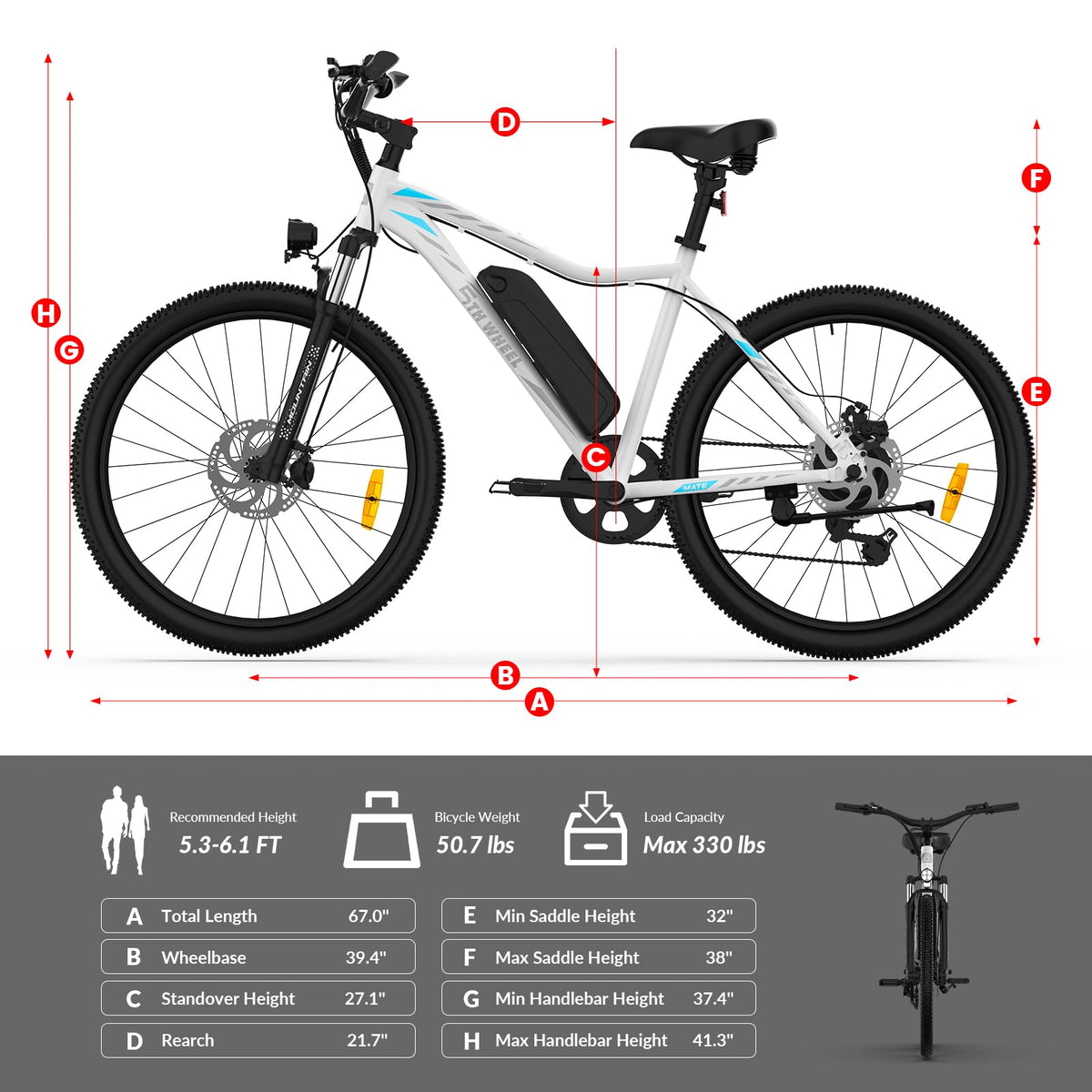5TH WHEEL Mate Electric Bike 1000W, 37 km/h, 468Wh – Canada