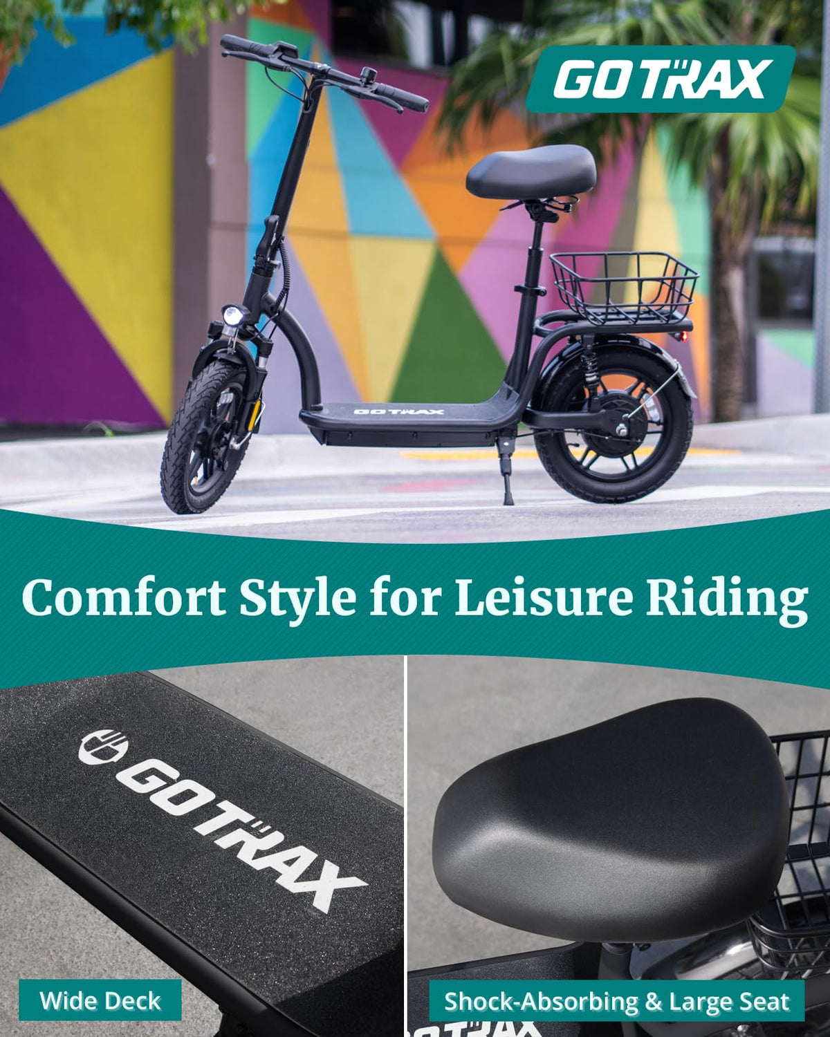 Gotrax Astro Electric Scooter – 350W Motor, 25km/h Speed, 30km Range, Foldable, Comfortable Ride in Canada