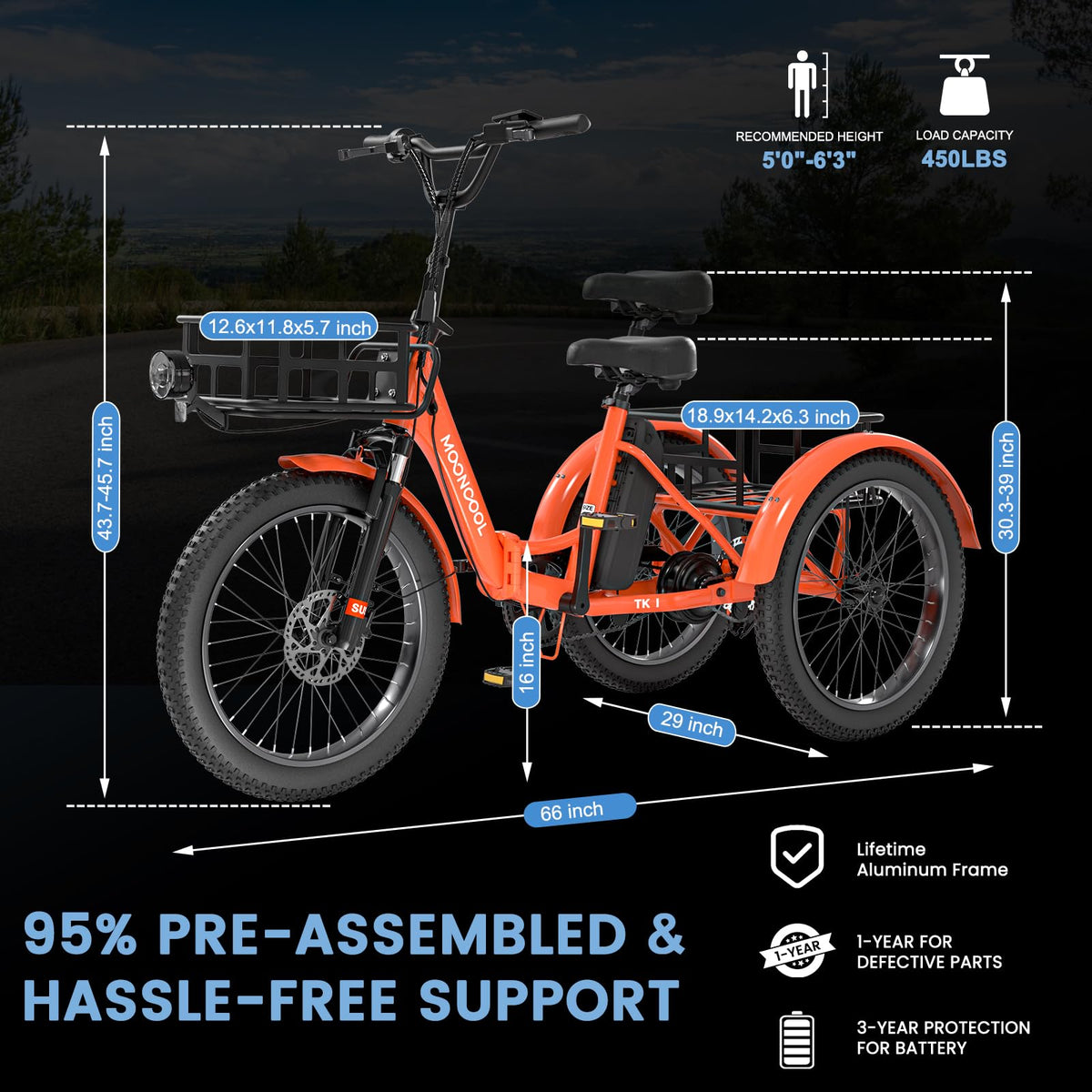 Mooncool TK1 Triciclo Eléctrico - El Mejor en Canadá