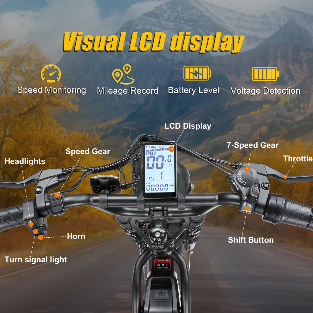 PikSpiid M7 Electric Bike 1000W Fat Tire Canada