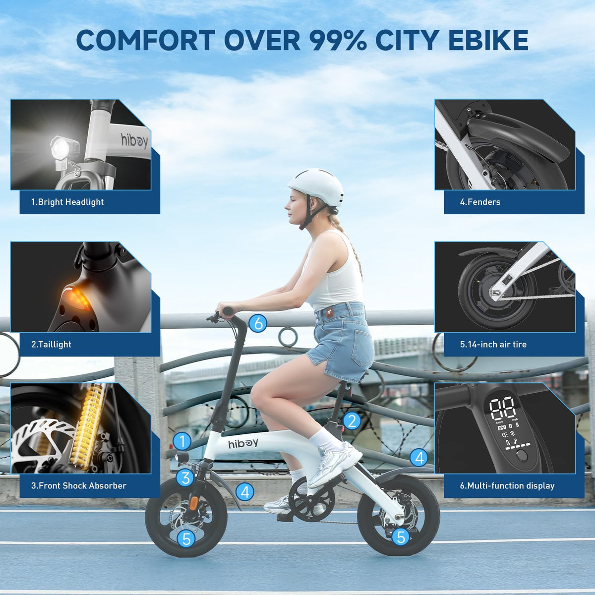 Hiboy C1 Folding Electric Bike 500W – 32km/h, 70km Range