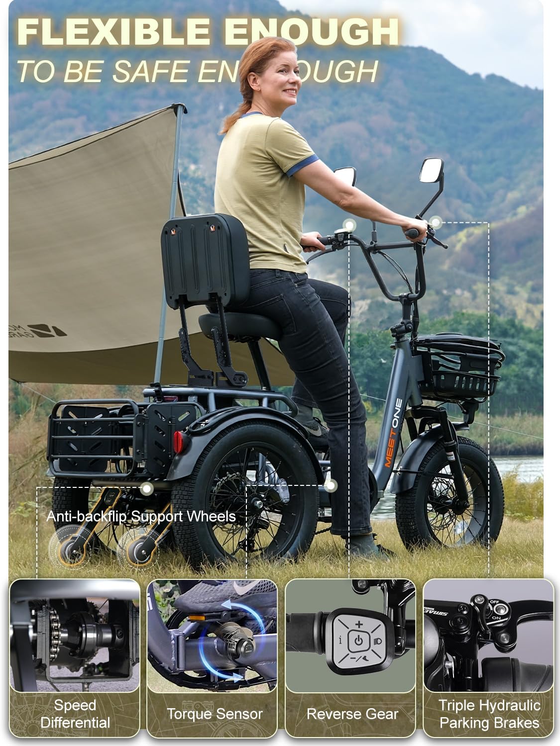 MeetOne Breeze Folding Electric Trike 500W – Canada