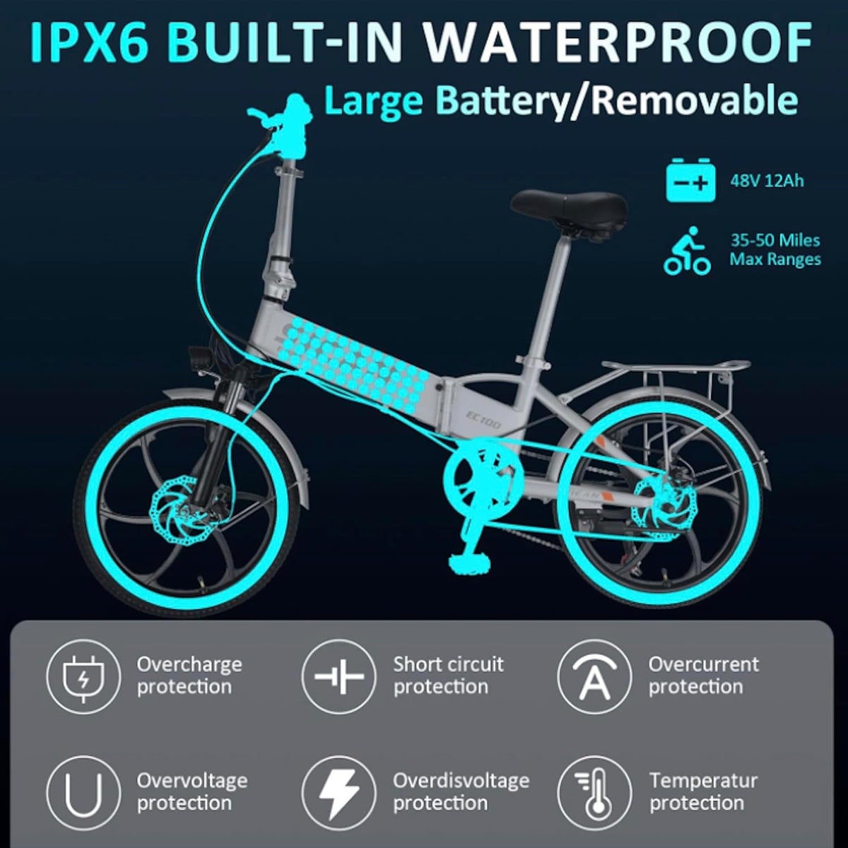 Sican Folding Electric Bike 48V Commuter E-Bike Canada