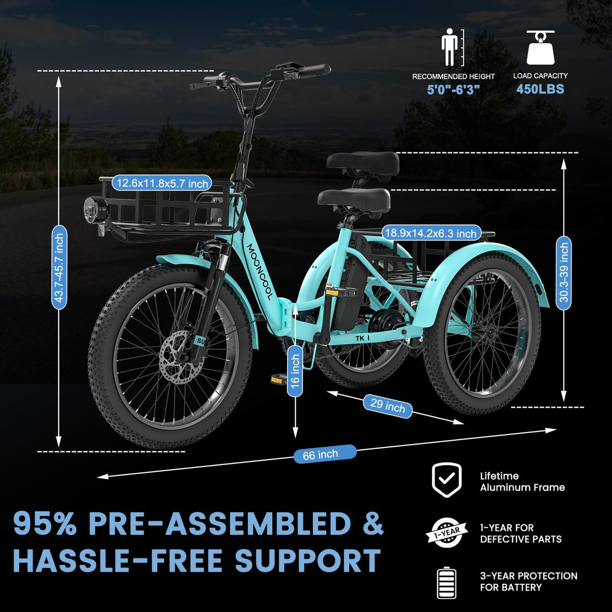Mooncool TK1 Triciclo Eléctrico - El Mejor en Canadá
