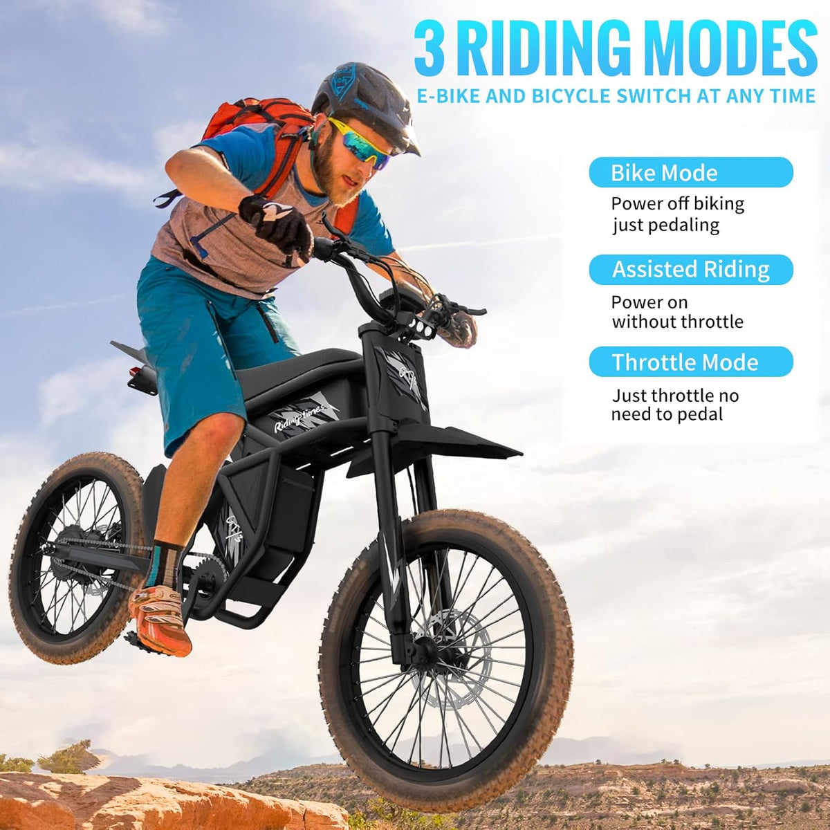 Bootime GT73 Electric Dirt Bike – Dual Battery 2400W Peak, Canada Edition