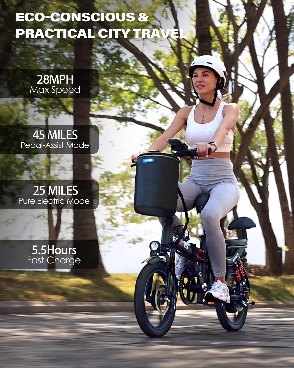 Bicicleta eléctrica plegable Rakowe G16 – Motor de 750 W, 45 km/h, autonomía de 96 km – Canadá