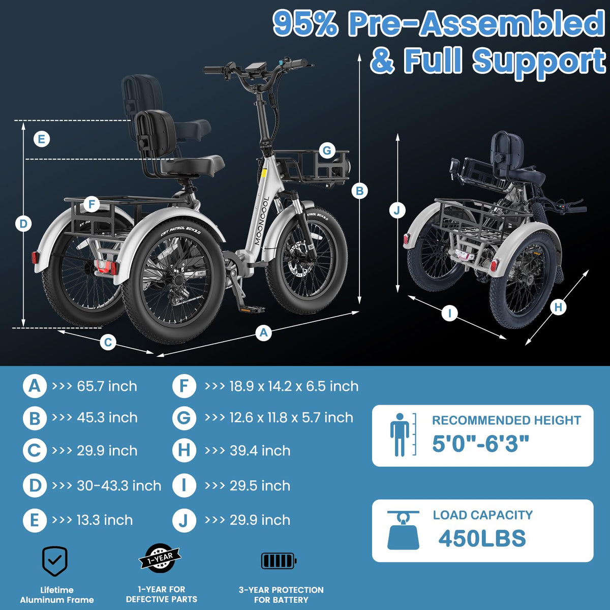 Mooncool TK1 Triciclo Eléctrico - El Mejor en Canadá