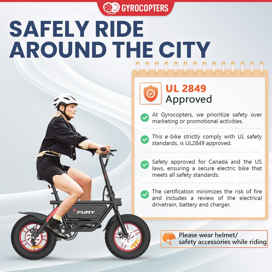 Gyrocopters Fury Folding E-Bike – Fat Tire Electric Bike Canada