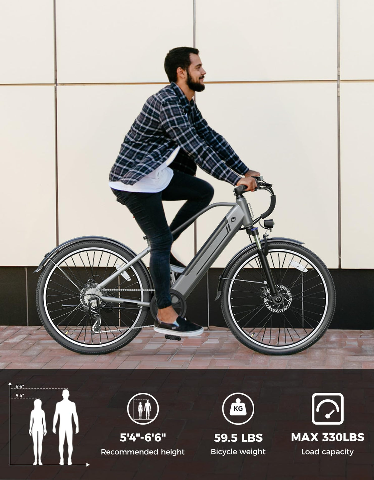 Jasion EB5 Electric Bike 26" 360 Wh Battery | Commuter E-Bike Canada