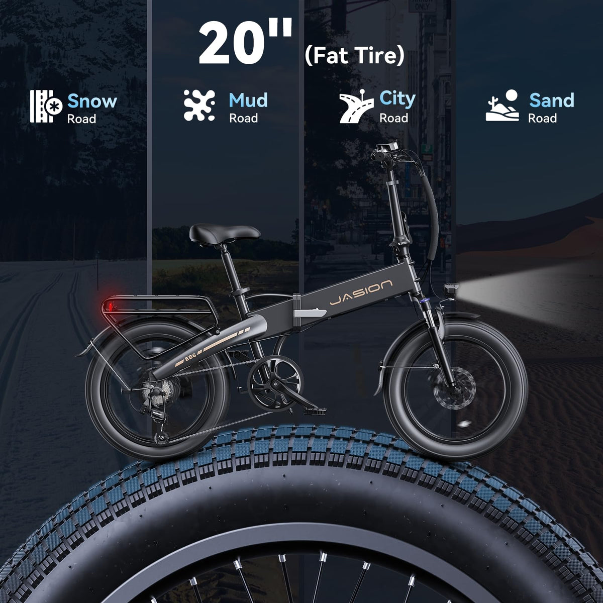 Jasion EB6 Folding Electric Bike – 500W Fat Tire Canada