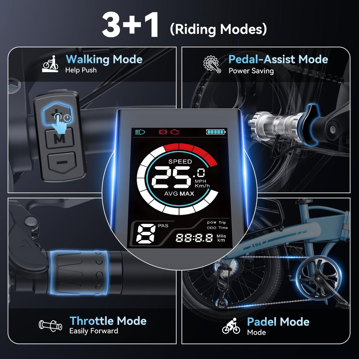 Jasion EB6 Folding Electric Bike – 500W Fat Tire Canada