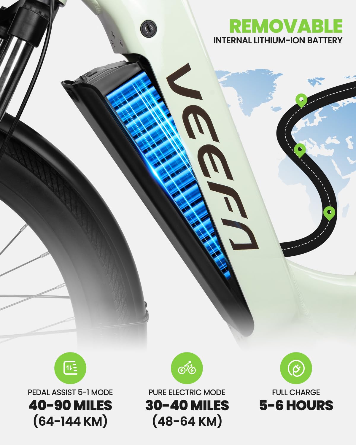 VEEFA Electric Bike for Adults 27.5” Ebike 32-38kmh Peak 1000W Motor E-Bike 128 KM Max Range by 48V Built-in Removable Battery, 5 Pedal-Assist Levels, UL 2849 Certified E Bike for Commuting