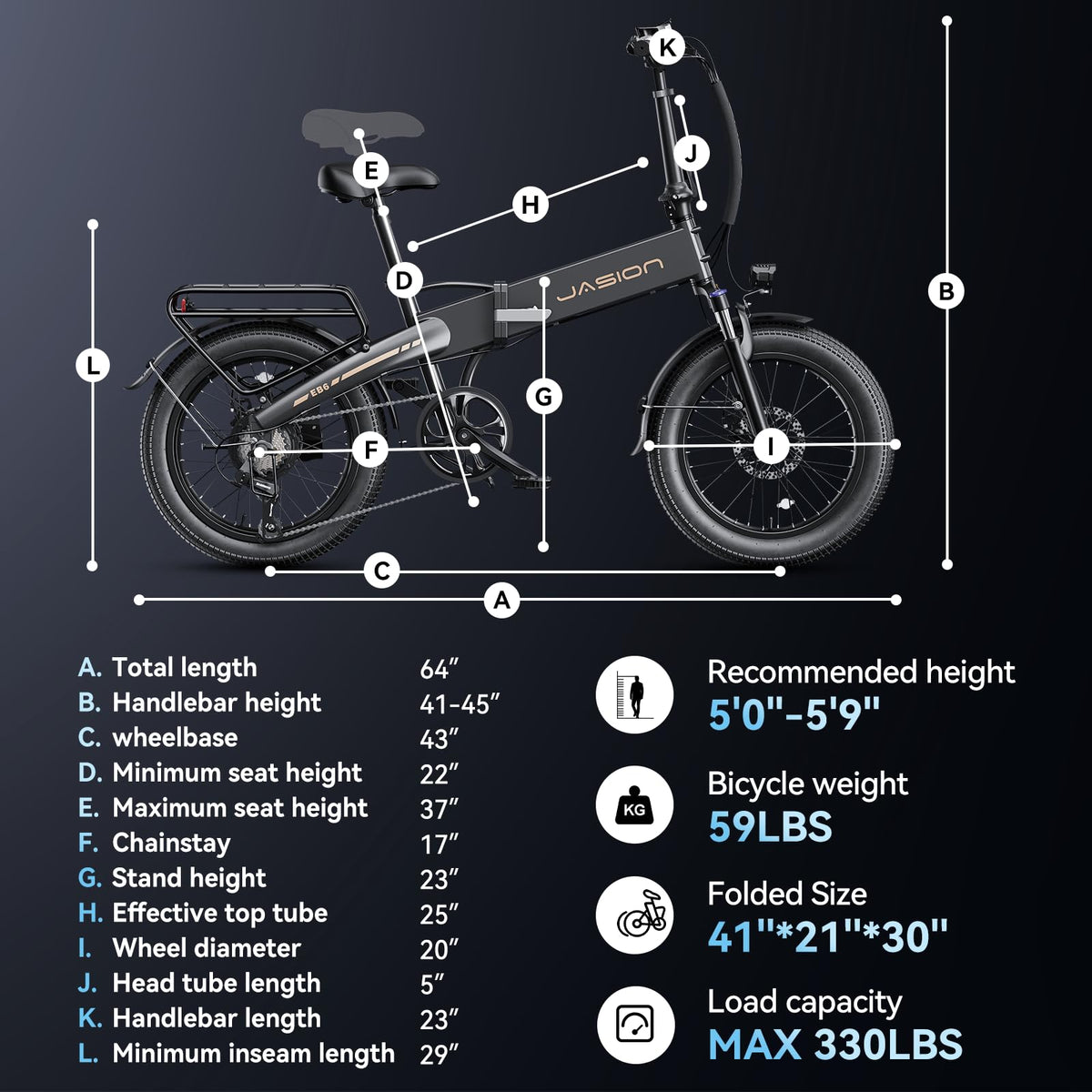 Jasion EB6 Folding Electric Bike – 500W Fat Tire Canada