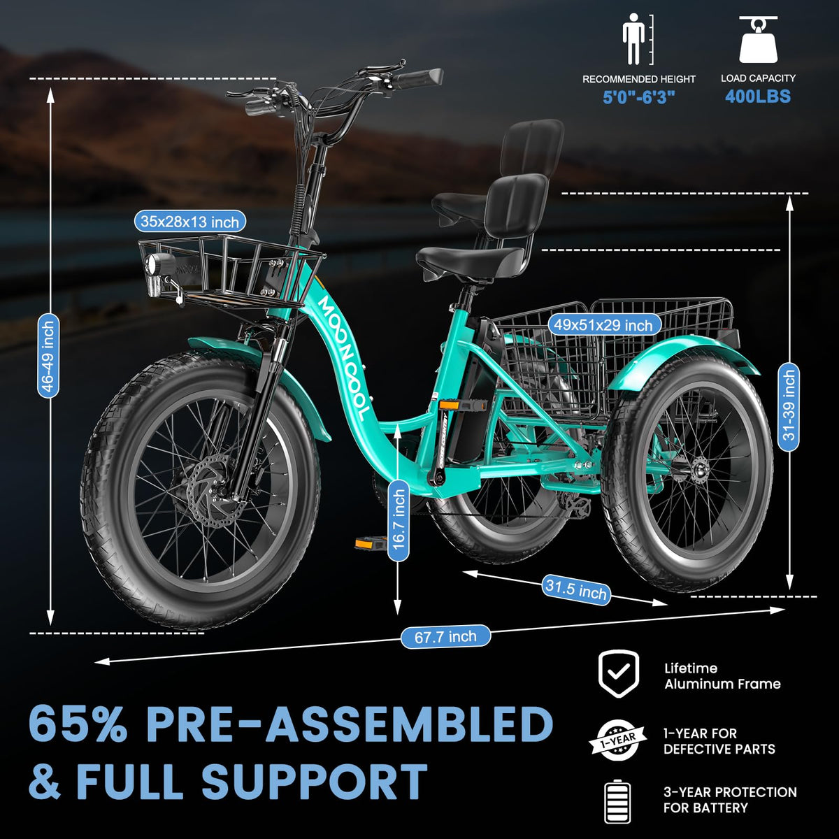 Mooncool Electric Tricycle - Best in Canada 2025
