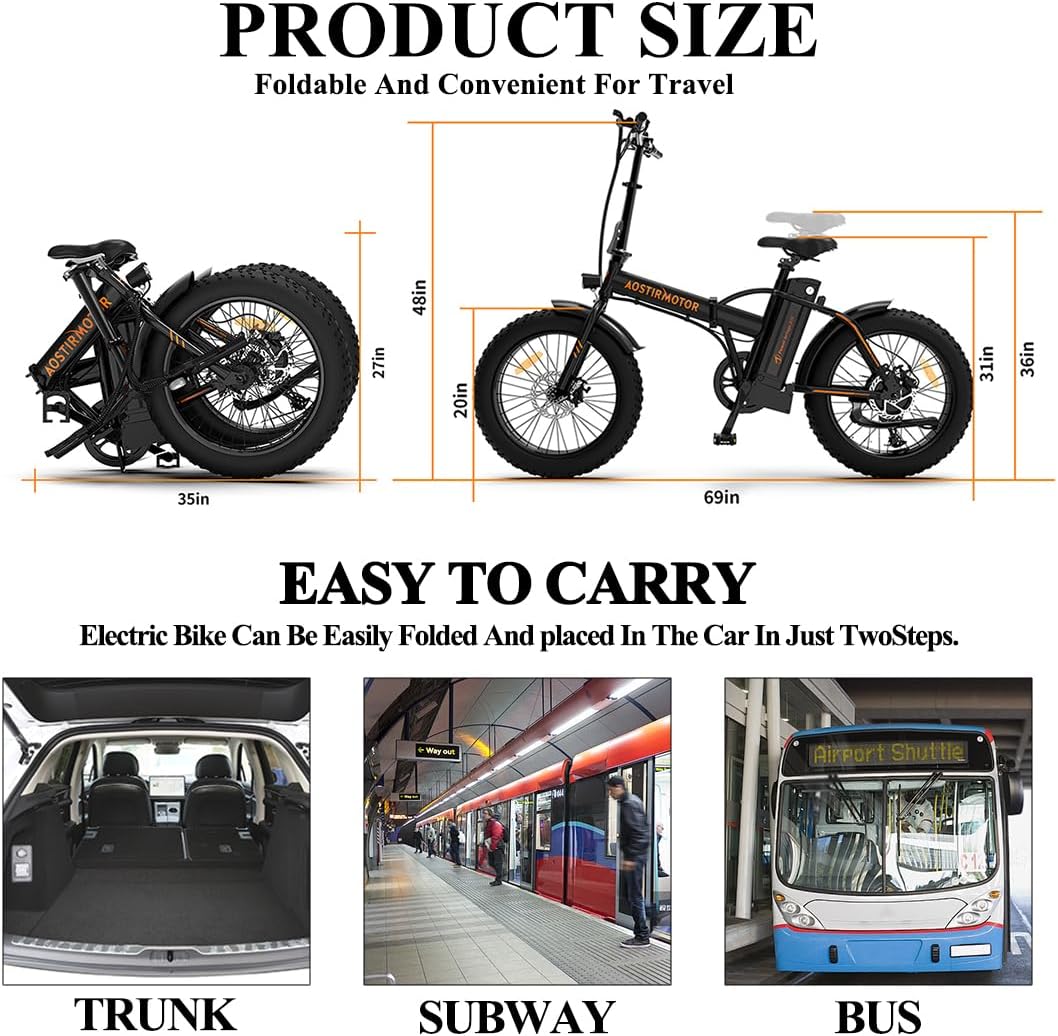 AOSTIRMOTOR Folding E-Bike 500W Fat Tire Canada