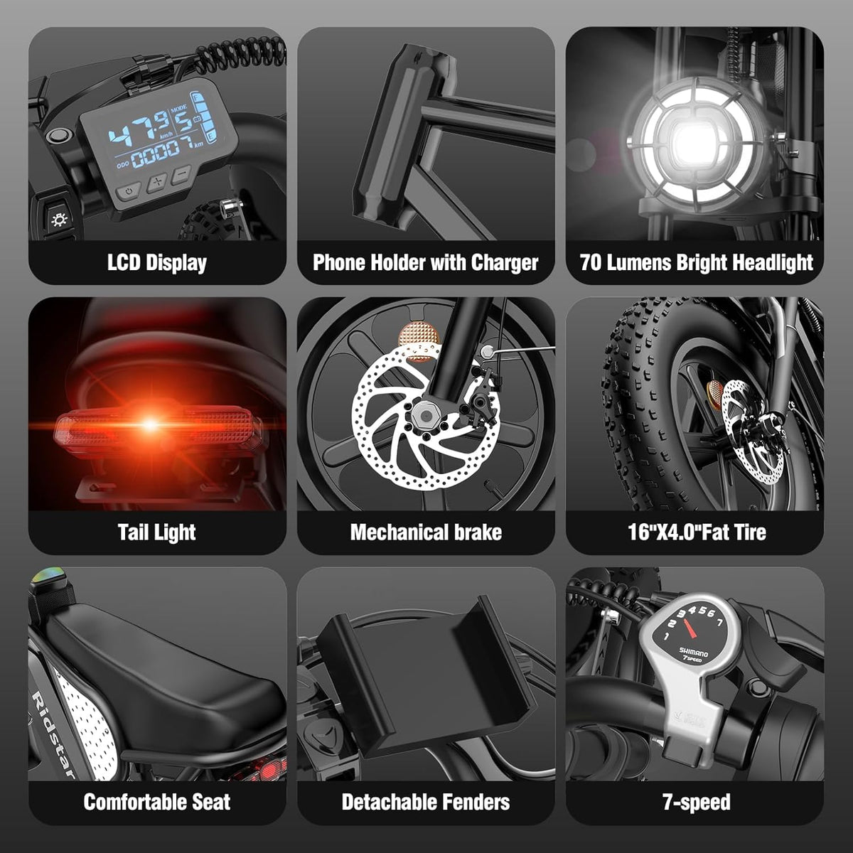 Bopzin 1000W Fat Tire Electric Bike – Motorcycle Style E-Bike Canada