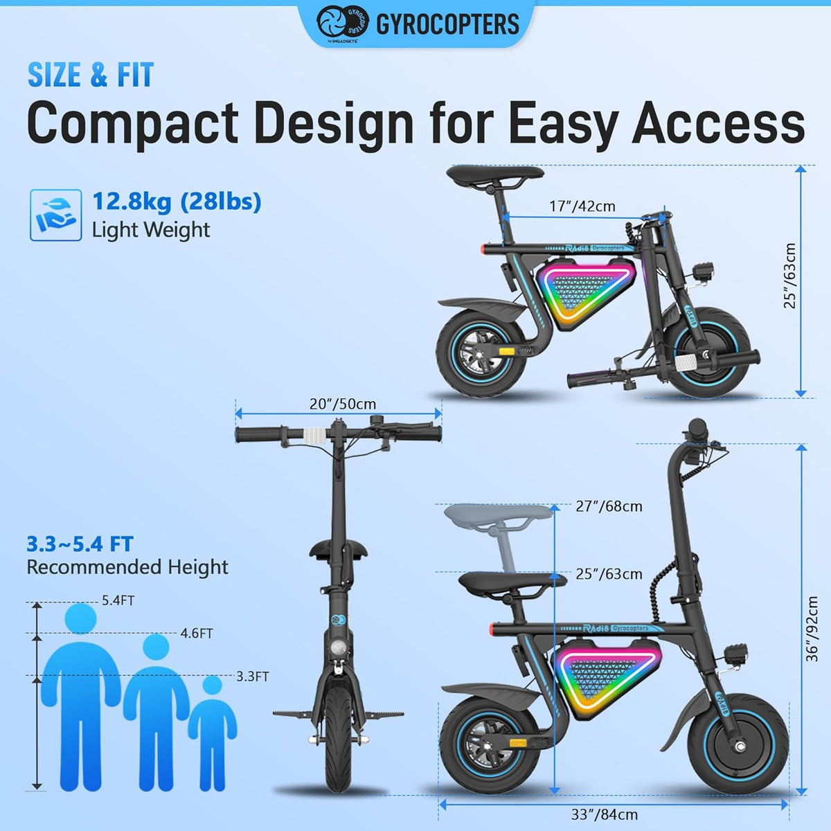Gyrocopters Radi8 Electric Scooter – Kids &amp; Teens E-Bike Canada