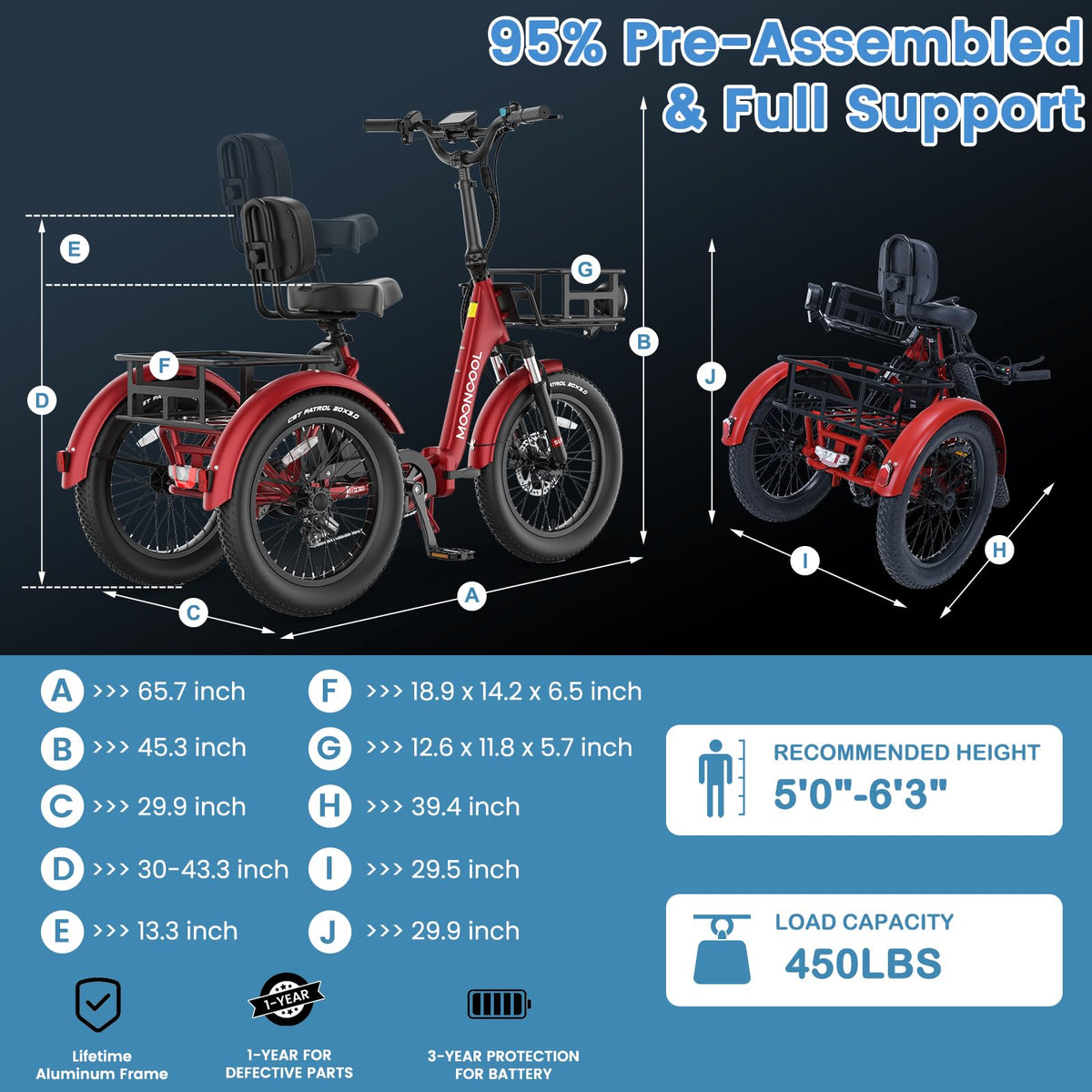 Mooncool TK1 Triciclo Eléctrico - El Mejor en Canadá