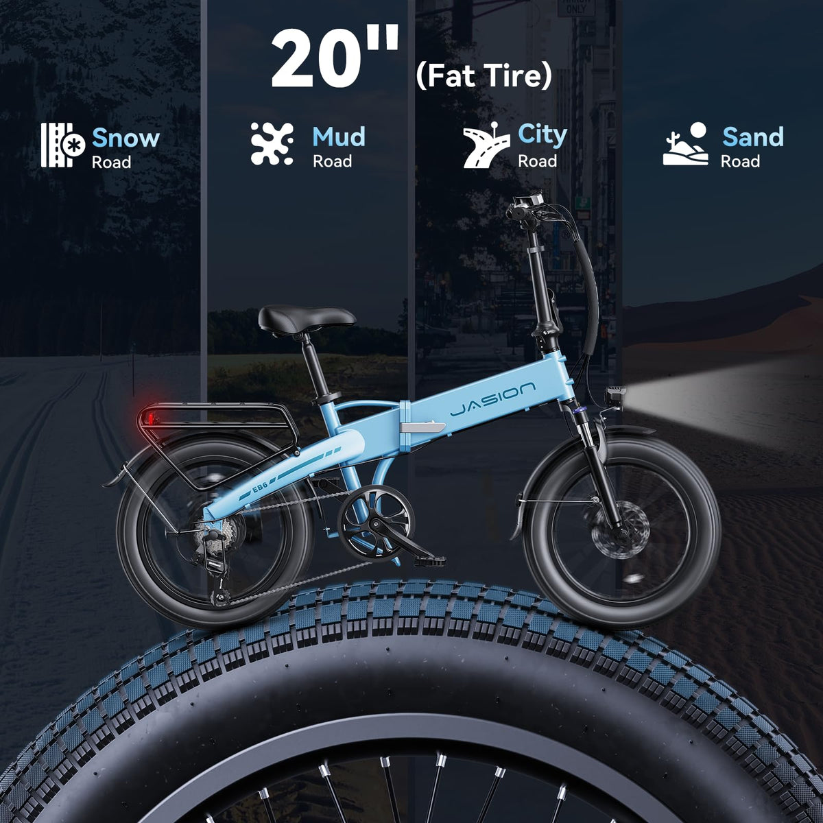 Jasion EB6 Folding Electric Bike – 500W Fat Tire Canada
