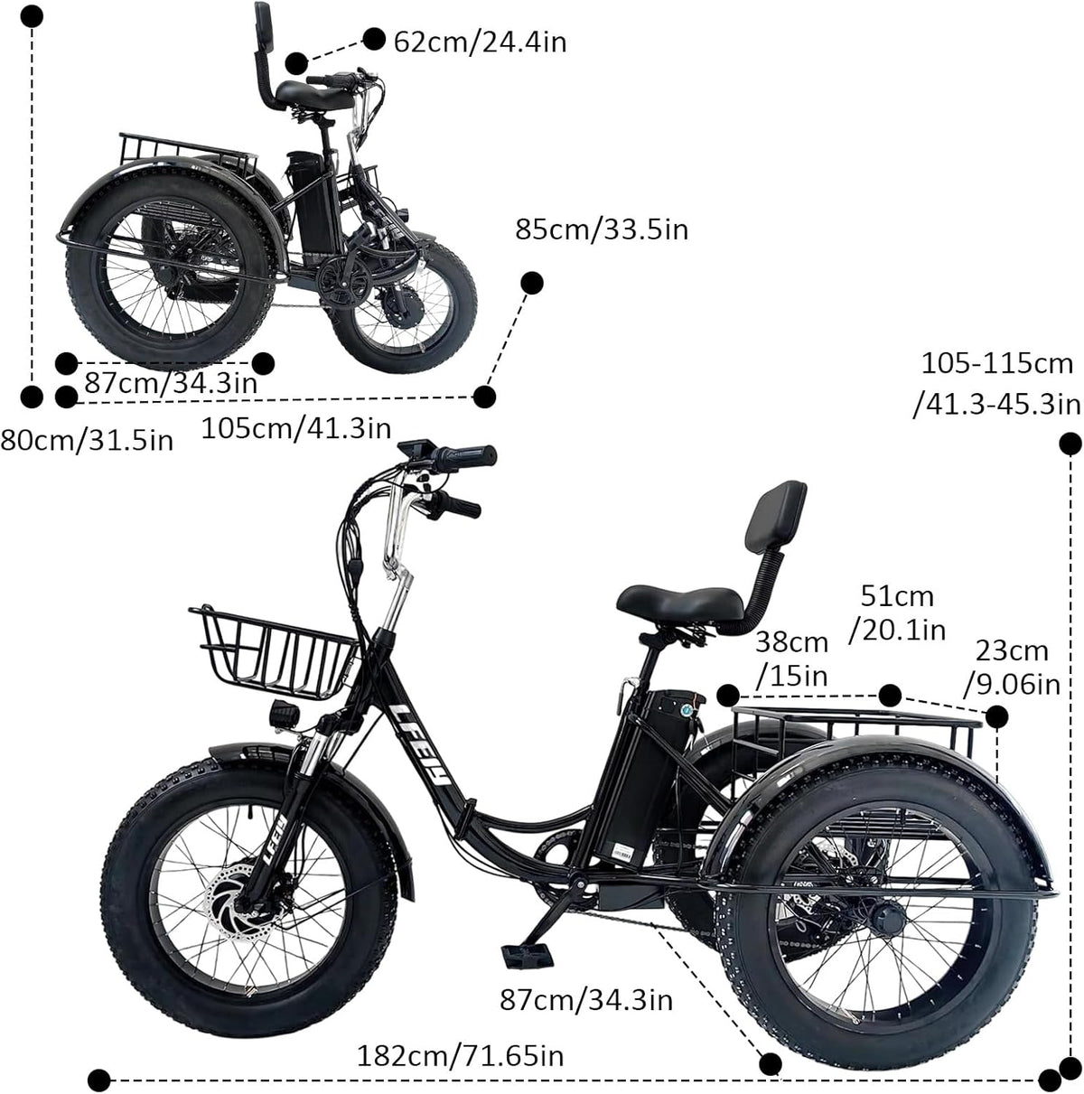 SKEKECIE Electric Tricycle Adults – 3-Wheel E-Bike Canada