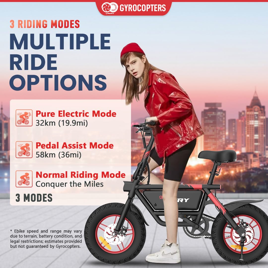 Gyrocopters Fury Folding E-Bike – Fat Tire Electric Bike Canada