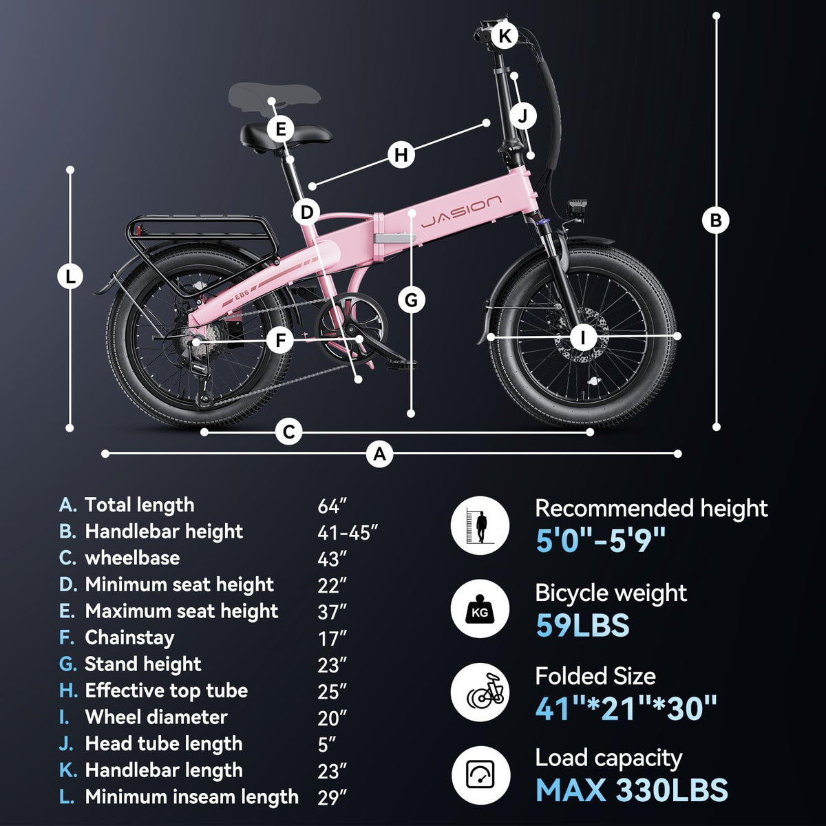 Jasion EB6 Folding Electric Bike – 500W Fat Tire Canada